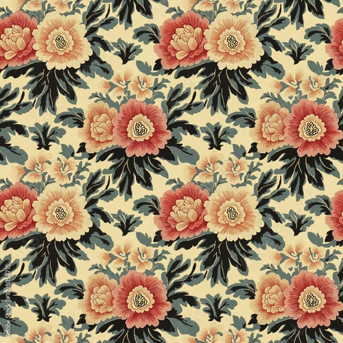 vintage carpet flower pattern photo