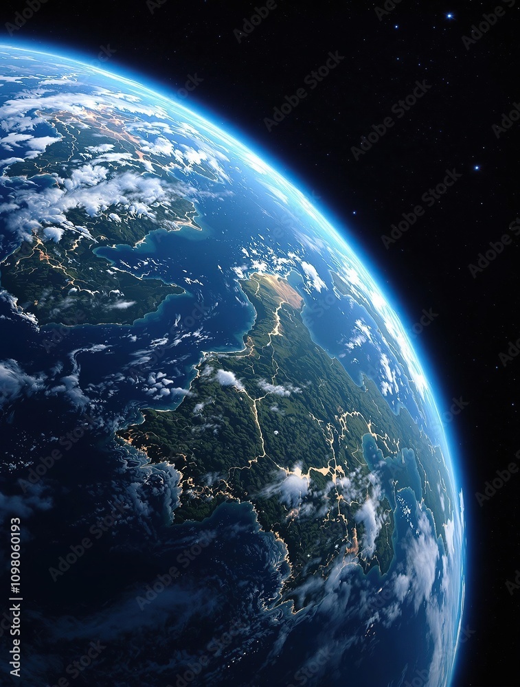 A breathtaking panoramic view of the Earth from space, vastness, space, ocean A breathtaking panoramic view of the Earth from space, vastness, space, ocean