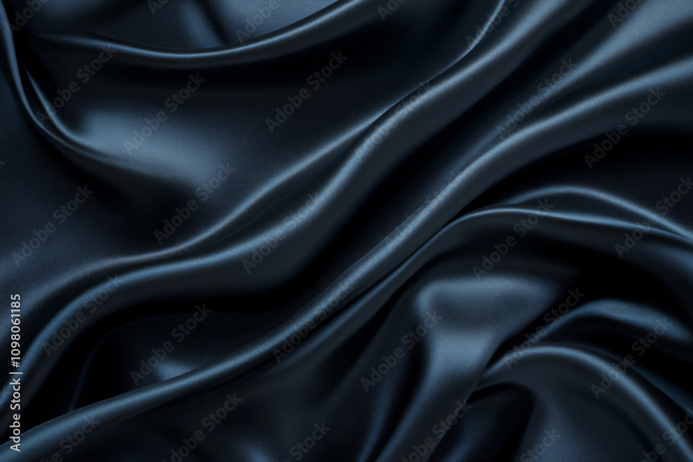 Obraz premium Shiny smooth luxury black satin and silk fabric. Template banner design for backgrounds, backdrops and wallpapers with space for text. Funeral and dramatic style