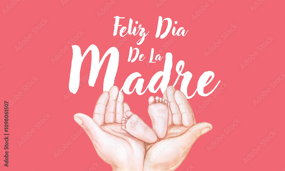 Fototapeta premium Feliz dia De La Madre, Happy Mother's Day in Spanish