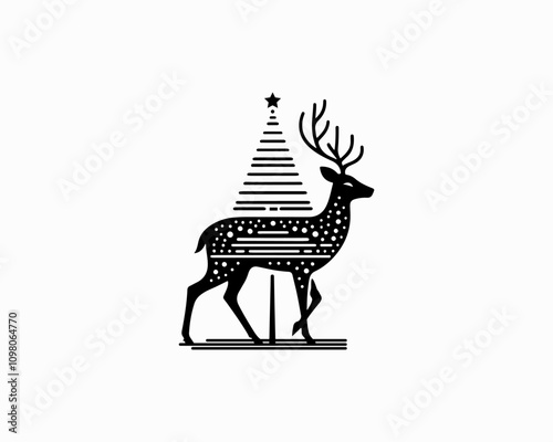 tree and deer logo vector