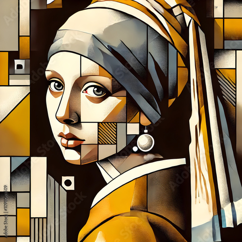 The Girl With A Pearl Earring A Cubist Vision