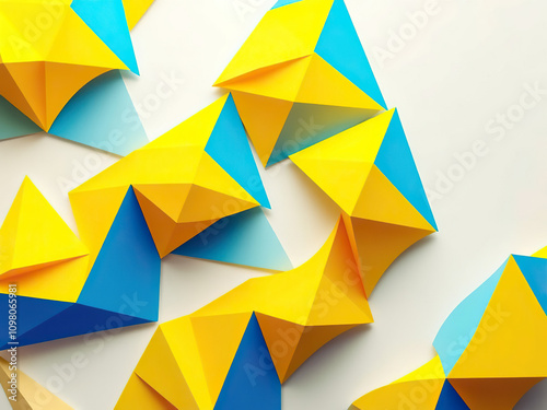 Colorful polygonal pattern with yellow and blue hues, polygon shapes, abstract art