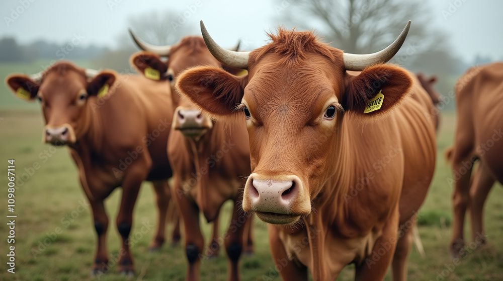 Cows on Outside Pasture of a Farm, Farming and Livestock Cattle Cows on Outside Pasture of a Farm, Farming and Livestock Cattle