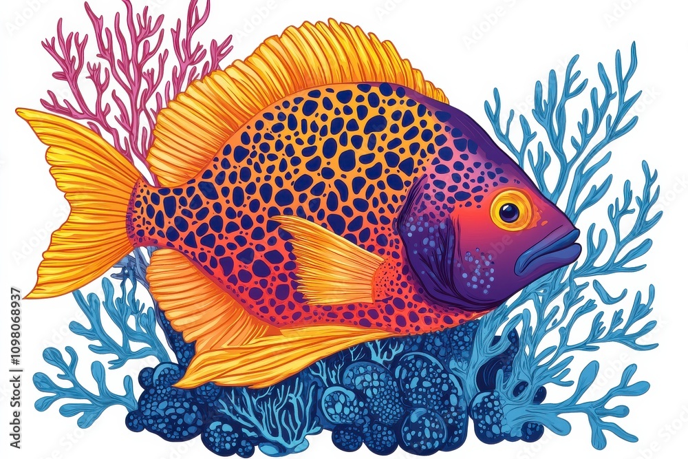 Fototapeta premium Vibrantly Colored Fish Amidst Coral Reefs Showcasing Marine Beauty and Biodiversity