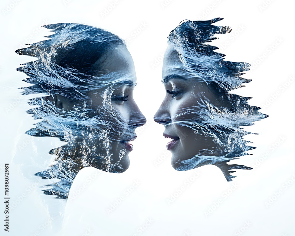 Fototapeta premium Double Exposure Emotional, Emotional Double Exposure Design with Blending Elements