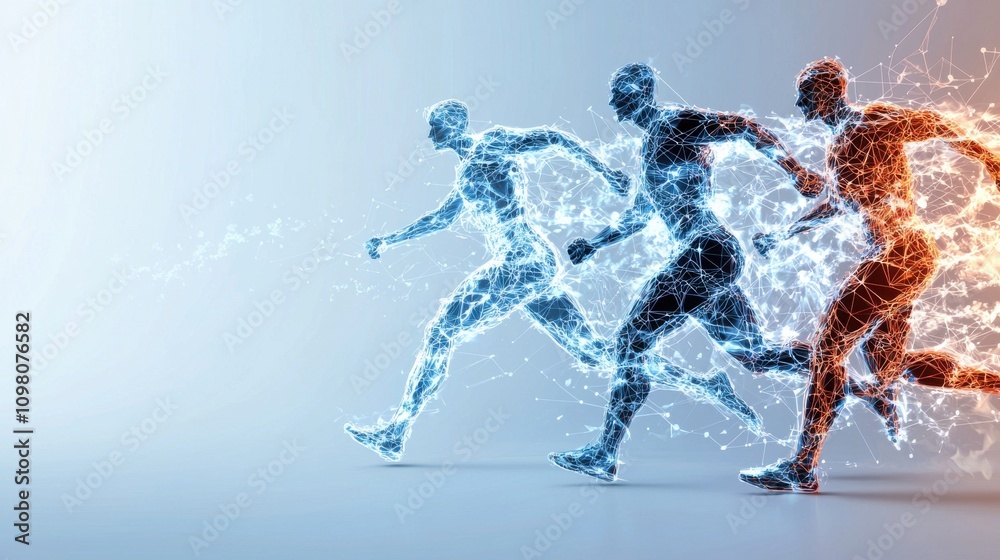 Fototapeta premium Energetic Digital Figures in Dynamic Motion Abstract Representation