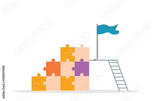 Business concept connecting puzzle business success concept vector illustration design background