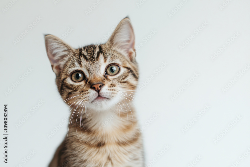 A beautiful kitten in close-up. Cute kitten on a white background with a place for text. Pet. Animal care. Background with animals A beautiful kitten in close-up. Cute kitten on a white background with a place for text. Pet. Animal care. Background with animals
