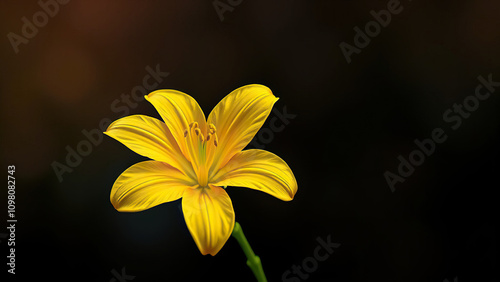 Vibrant yellow lilia flower on dark, multicoloured background, yellow, bright, multicoloured, dark