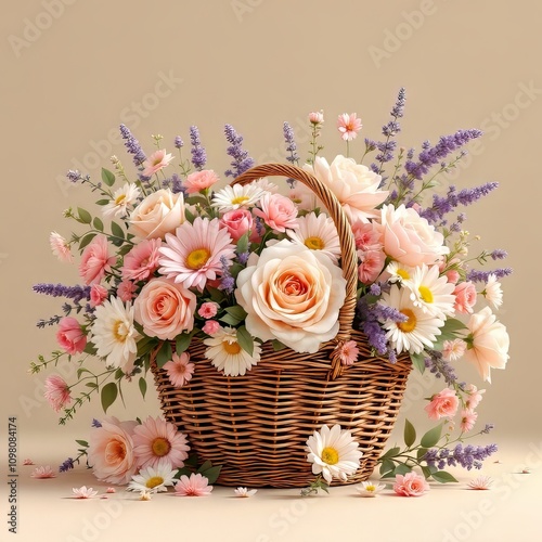 A stunning floral basket for Valentine's & Mother's Day, beautifully presented.