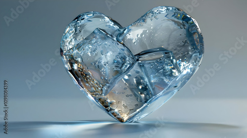 Ice Heart 3D Render: Crystalline Beauty
