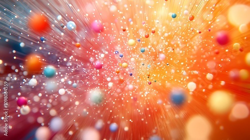 A vibrant burst of colorful fiber optic threads radiating outward on a white background