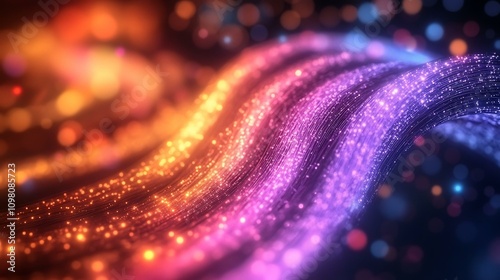A macro shot of fiber optic cable ends glowing with a spectrum of colors