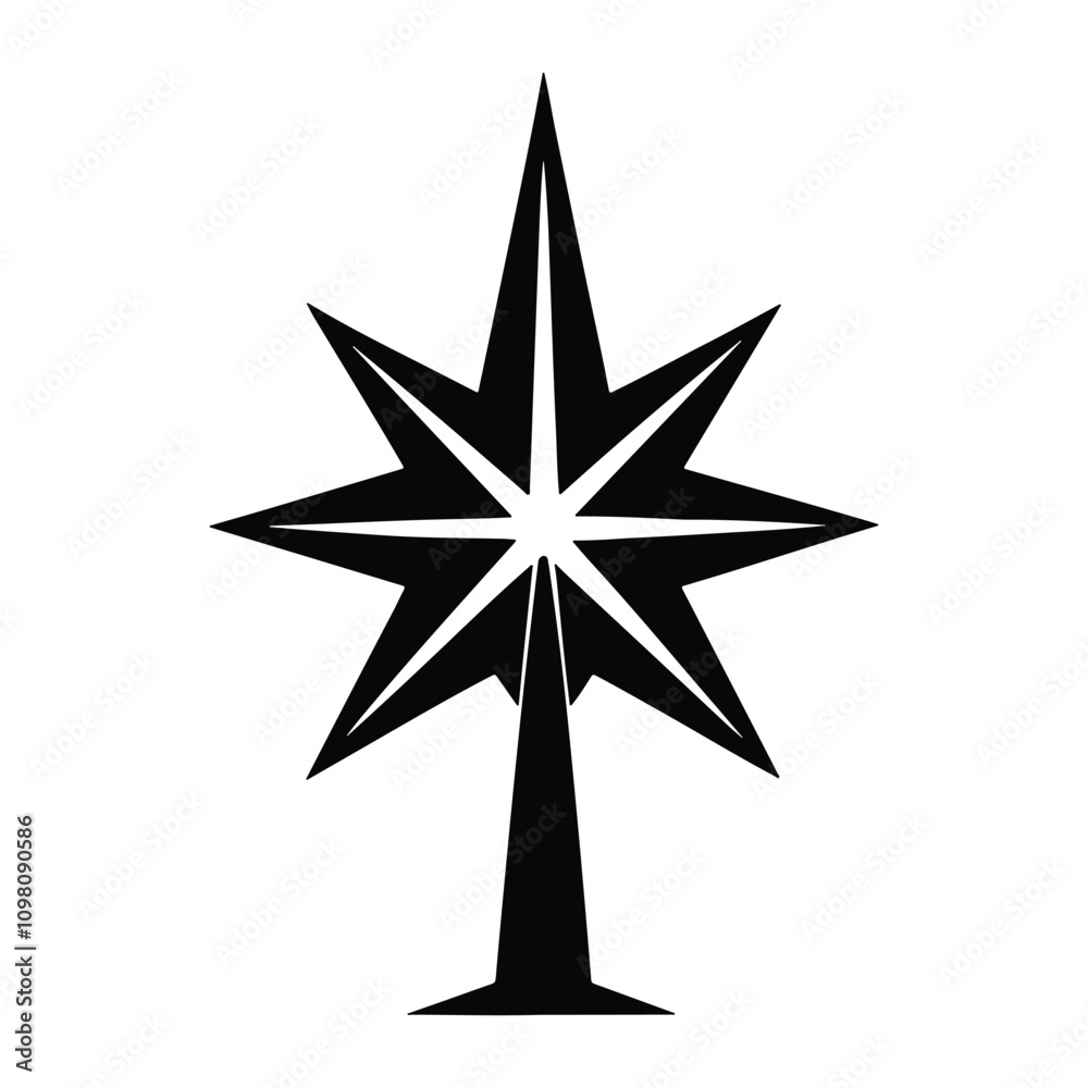 Obraz premium A black silhouette of a star topper with sharp points for festive decoration