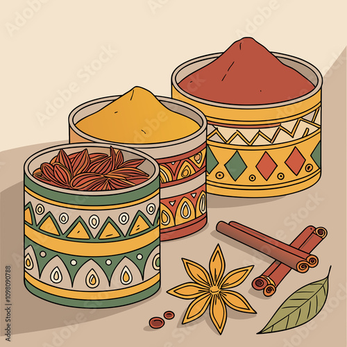 A bowl containing a distinct types of spices, showcasing a variety of colors and textures.