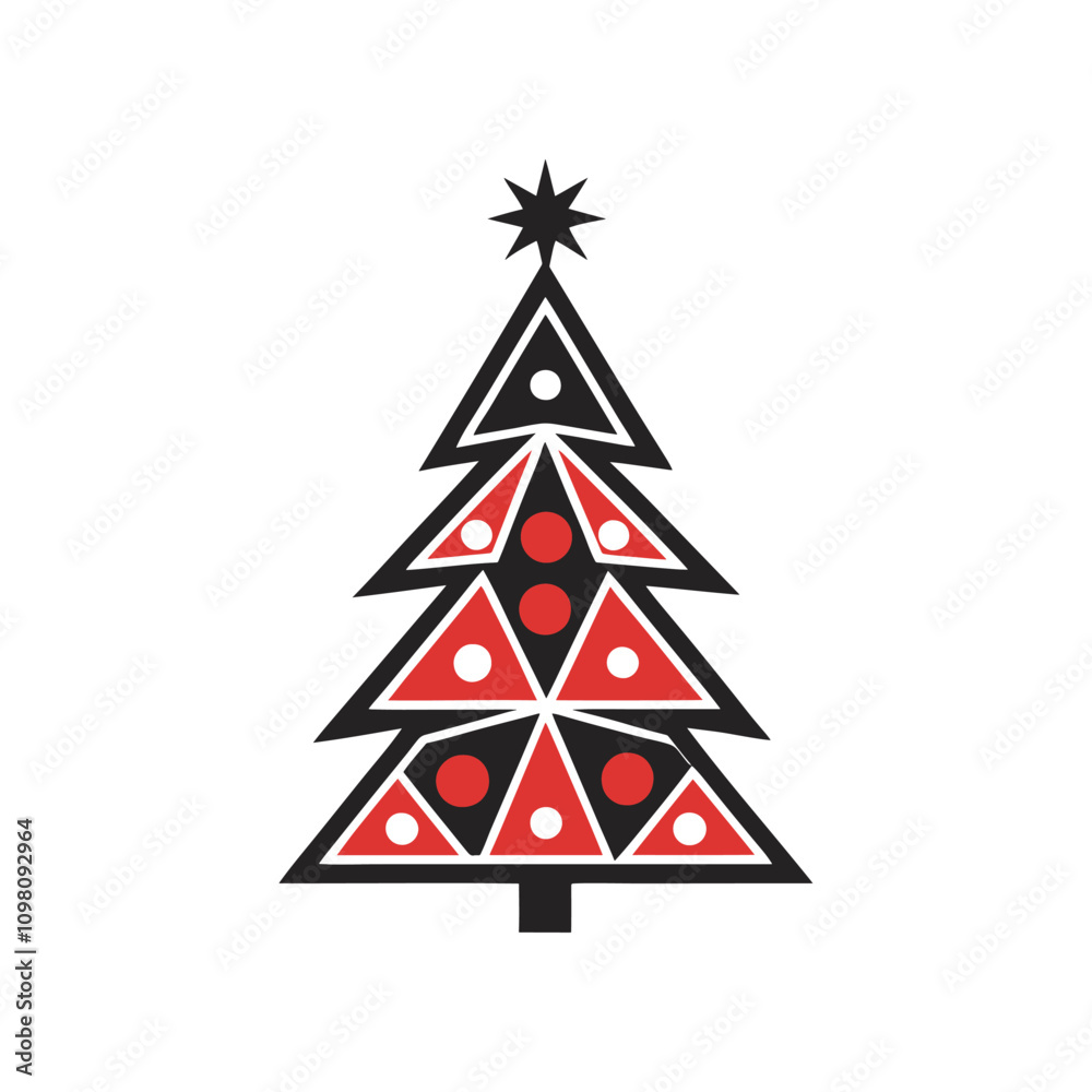 Obraz premium Simple and stylized triangular Christmas tree design ideal for modern festive creative projects and minimalist holiday art