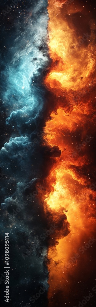 Fototapeta premium Epic Light and Darkness Battle, Good vs Evil Showdown
