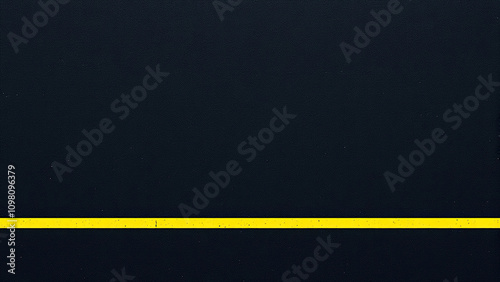 Long yellow stripe on black asphalt background, extended, distance, yardage