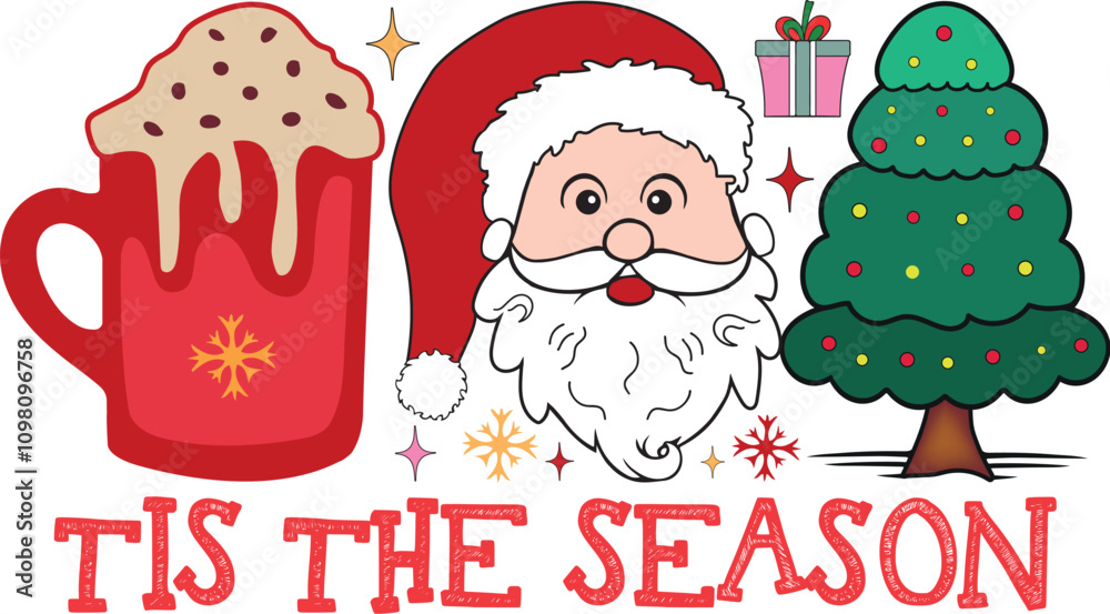 Obraz premium RETRO CHRISTMAS SUBLIMATION BUNDLE ,CHRISTMAS ,CHRISTMAS PNG