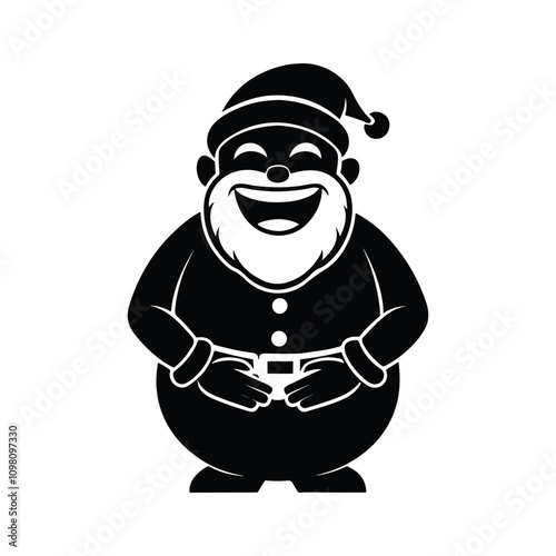 Santa Claus silhouette laughing with his hand on his belly perfect for cheerful and festive holiday designs