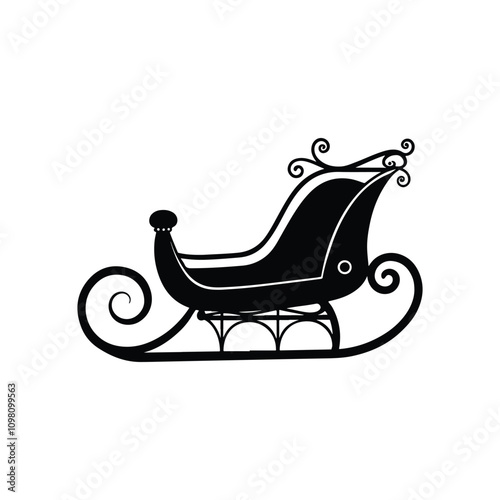 Classic sleigh with curved rails and detailed seat ideal for festive and nostalgic holiday imagery