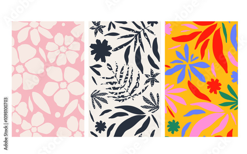 Nature inspired shapes-doodle collection. Cute botanical shapes, random childish doodle cutouts of tropical leaves, flowers and branches, decorative abstract art vector illustration	