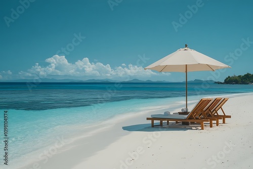 Turquoise Ocean  Sunny Beach Escape Idyllic Shoreline View