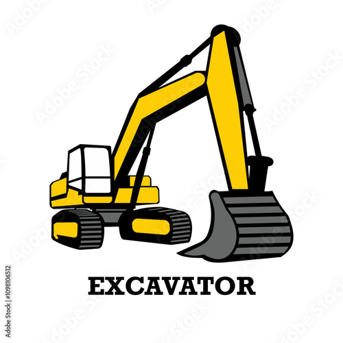 Excavator logo template vector. Heavy equipment logo vector for construction company. Creative excavator illustration for logo template.