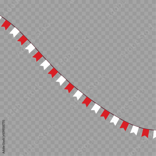 Festive flag garland vector illustration. Retro bunting in simple flat style, isolated on white background. Carnival, birthday, circus border decoration.
