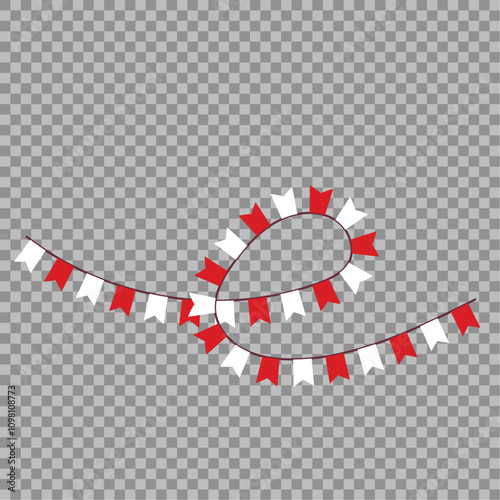 Festive flag garland vector illustration. Retro bunting in simple flat style, isolated on white background. Carnival, birthday, circus border decoration.
