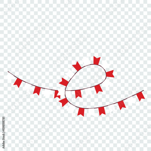 Festive flag garland vector illustration. Retro bunting in simple flat style, isolated on white background. Carnival, birthday, circus border decoration.
