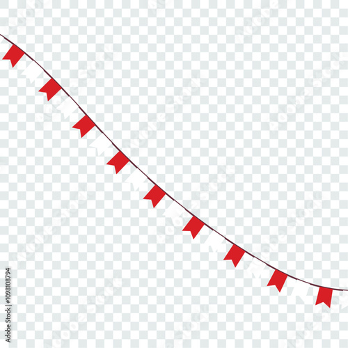 Festive flag garland vector illustration. Retro bunting in simple flat style, isolated on white background. Carnival, birthday, circus border decoration.
