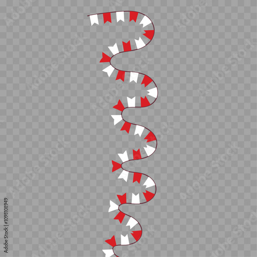 Festive flag garland vector illustration. Retro bunting in simple flat style, isolated on white background. Carnival, birthday, circus border decoration.
