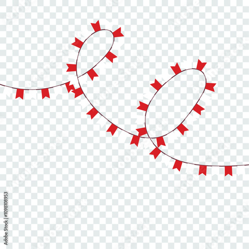 Festive flag garland vector illustration. Retro bunting in simple flat style, isolated on white background. Carnival, birthday, circus border decoration.
