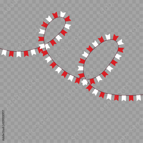 Festive flag garland vector illustration. Retro bunting in simple flat style, isolated on white background. Carnival, birthday, circus border decoration.
