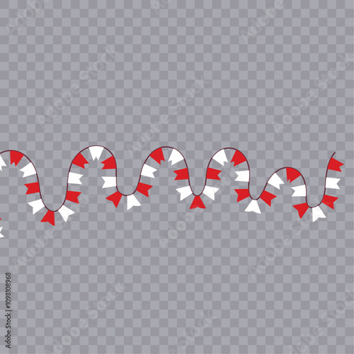 Festive flag garland vector illustration. Retro bunting in simple flat style, isolated on white background. Carnival, birthday, circus border decoration.
