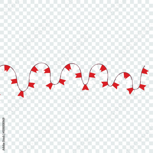 Festive flag garland vector illustration. Retro bunting in simple flat style, isolated on white background. Carnival, birthday, circus border decoration.
