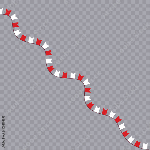 Festive flag garland vector illustration. Retro bunting in simple flat style, isolated on white background. Carnival, birthday, circus border decoration.
