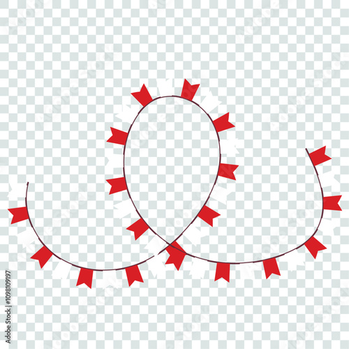 Festive flag garland vector illustration. Retro bunting in simple flat style, isolated on white background. Carnival, birthday, circus border decoration.