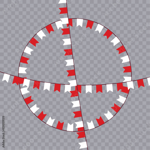 Festive flag garland vector illustration. Retro bunting in simple flat style, isolated on white background. Carnival, birthday, circus border decoration.