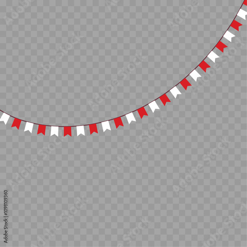 Festive flag garland vector illustration. Retro bunting in simple flat style, isolated on white background. Carnival, birthday, circus border decoration.