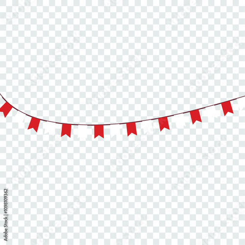 Festive flag garland vector illustration. Retro bunting in simple flat style, isolated on white background. Carnival, birthday, circus border decoration.