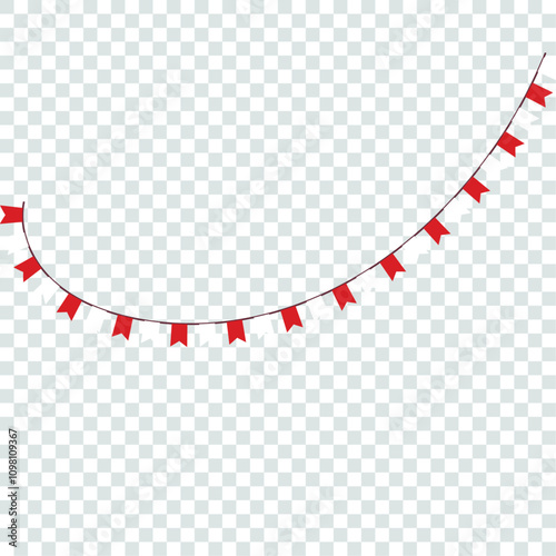 Festive flag garland vector illustration. Retro bunting in simple flat style, isolated on white background. Carnival, birthday, circus border decoration.