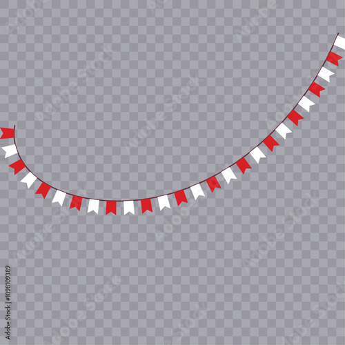 Festive flag garland vector illustration. Retro bunting in simple flat style, isolated on white background. Carnival, birthday, circus border decoration.