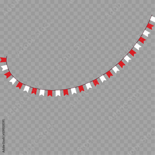 Festive flag garland vector illustration. Retro bunting in simple flat style, isolated on white background. Carnival, birthday, circus border decoration.