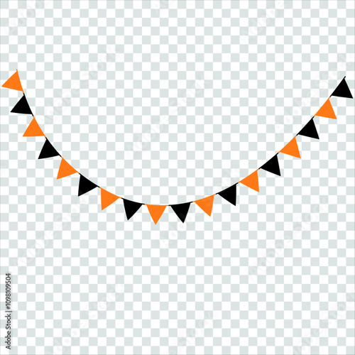Festive flag garland vector illustration. Retro bunting in simple flat style, isolated on white background. Carnival, birthday, circus border decoration.
