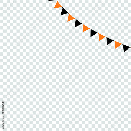 Festive flag garland vector illustration. Retro bunting in simple flat style, isolated on white background. Carnival, birthday, circus border decoration.