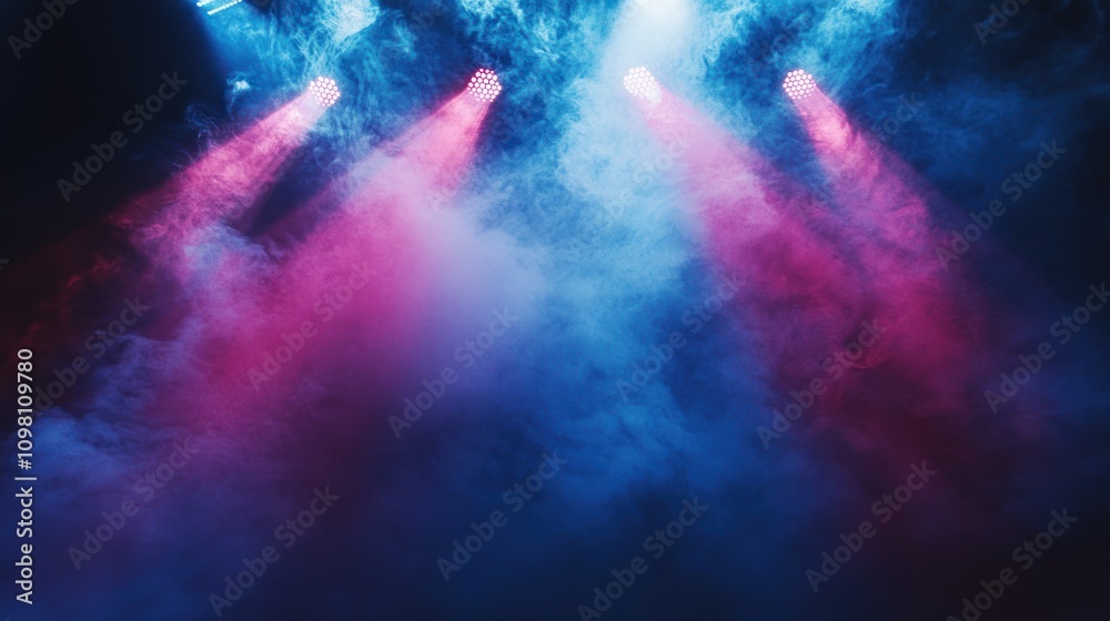 Fototapeta premium Pink blue stage lights smoke. (3)