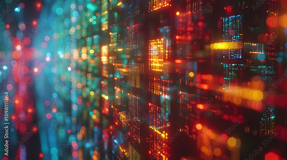 Fototapeta premium Abstract 3D City Lights Background